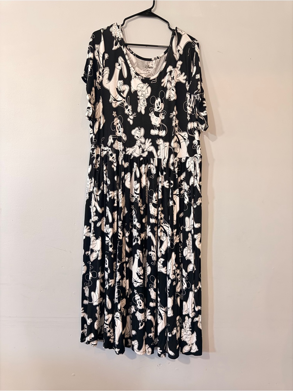 Black & White Disney Character Print Midi Dress